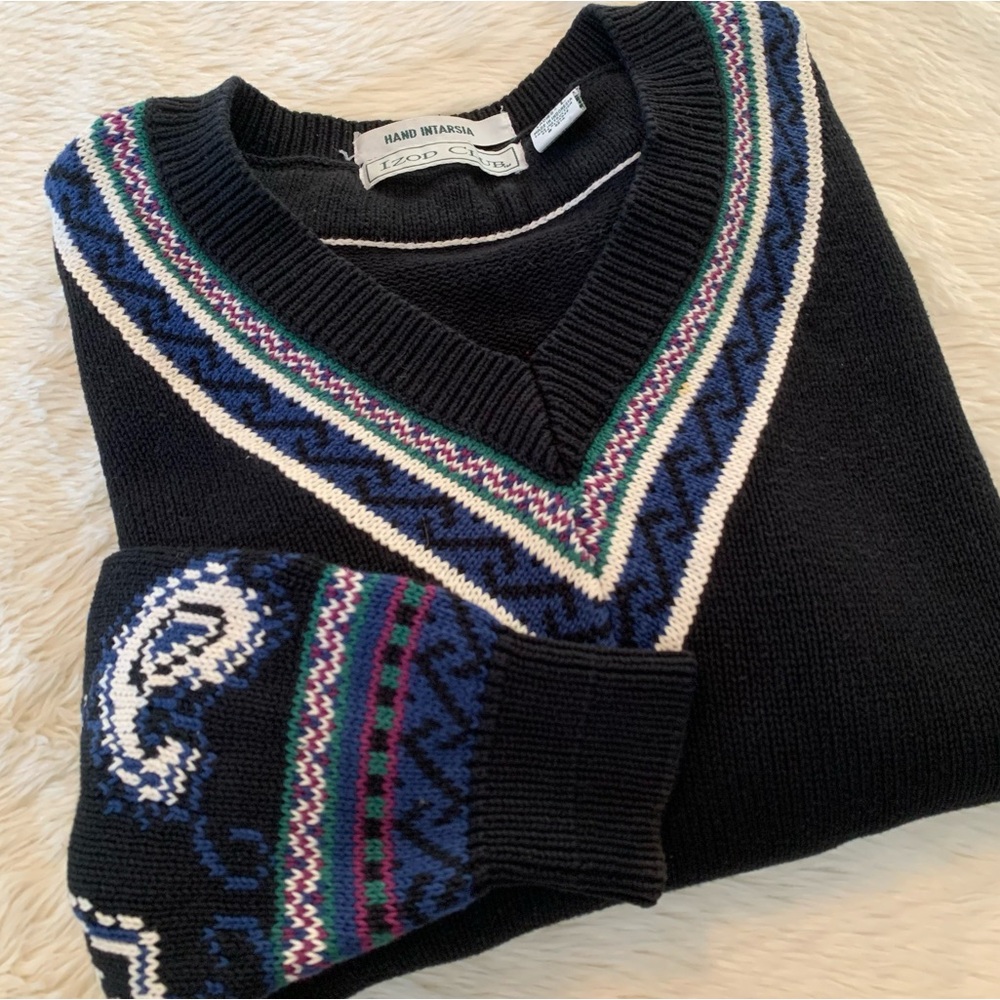 Vintage 90s Izod Paisley Knit Sweater